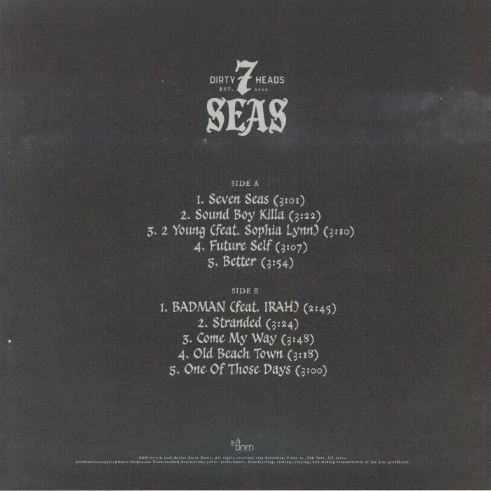 Обратная сторона обложки — DIRTY HEADS — 7 Seas