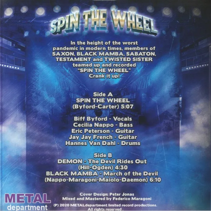 Back cover — SPIN THE WHEEL / DEMON / BLACK MAMBA — Spin The Wheel