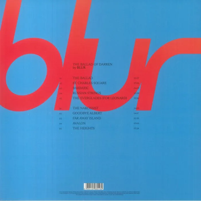 Back cover — BLUR — The Ballad Of Darren