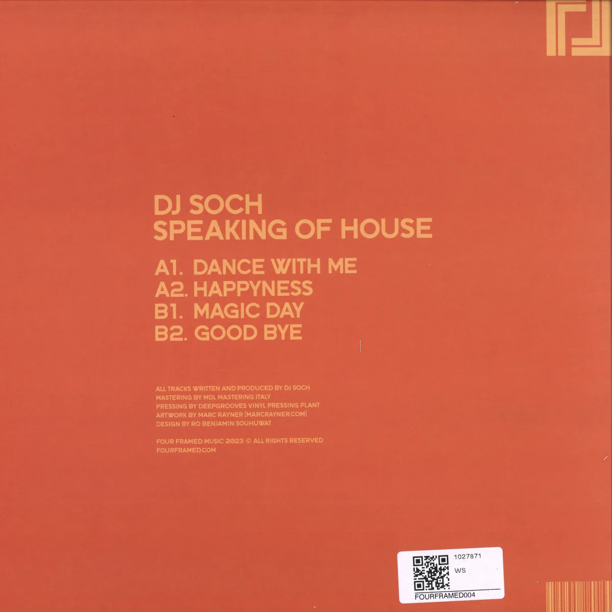 Back cover — Dj Soch — SPEAKING OF HOUSE EP