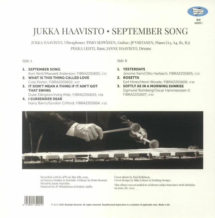 Back cover — Jukka HAAVISTO — September Song