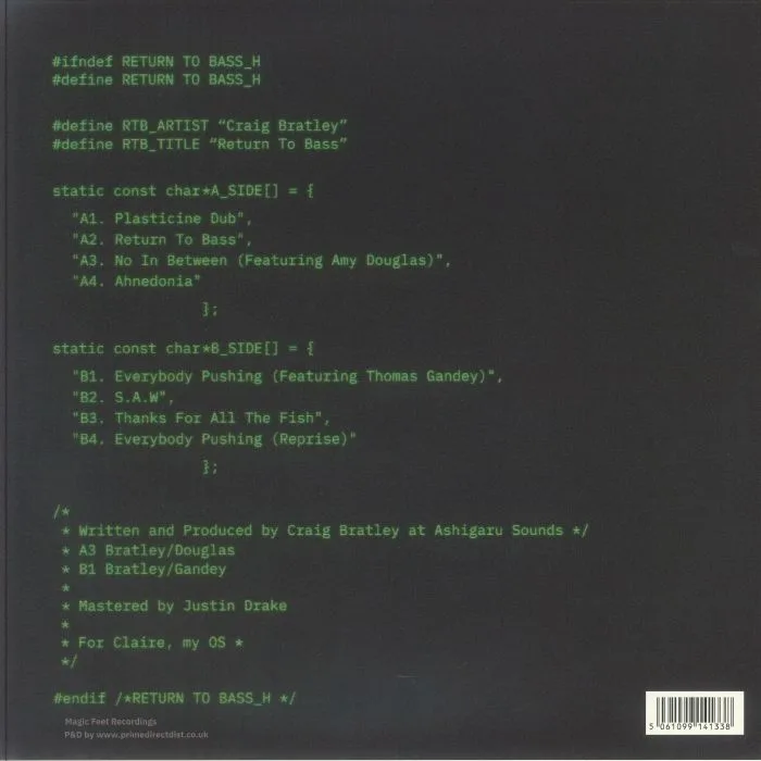 Back cover — Craig BRATLEY — Return To Bass