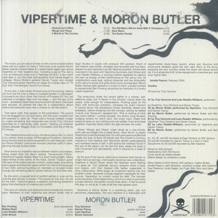 Обратная сторона обложки — VIPERTIME / MORON BUTLER — Vipertime & Moron Butler