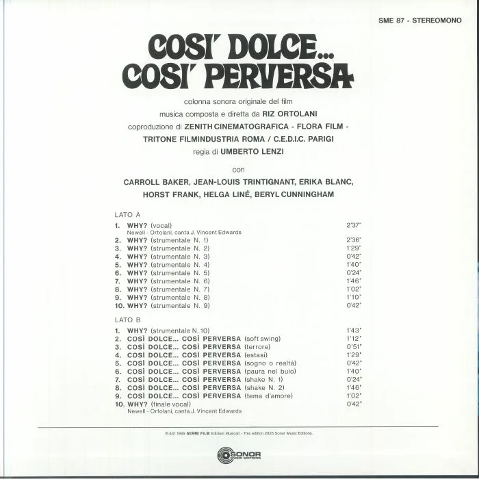 Обратная сторона обложки — Riz ORTOLANI — Cosi Dolce Cosi Perversa (reissue) (Soundtrack)