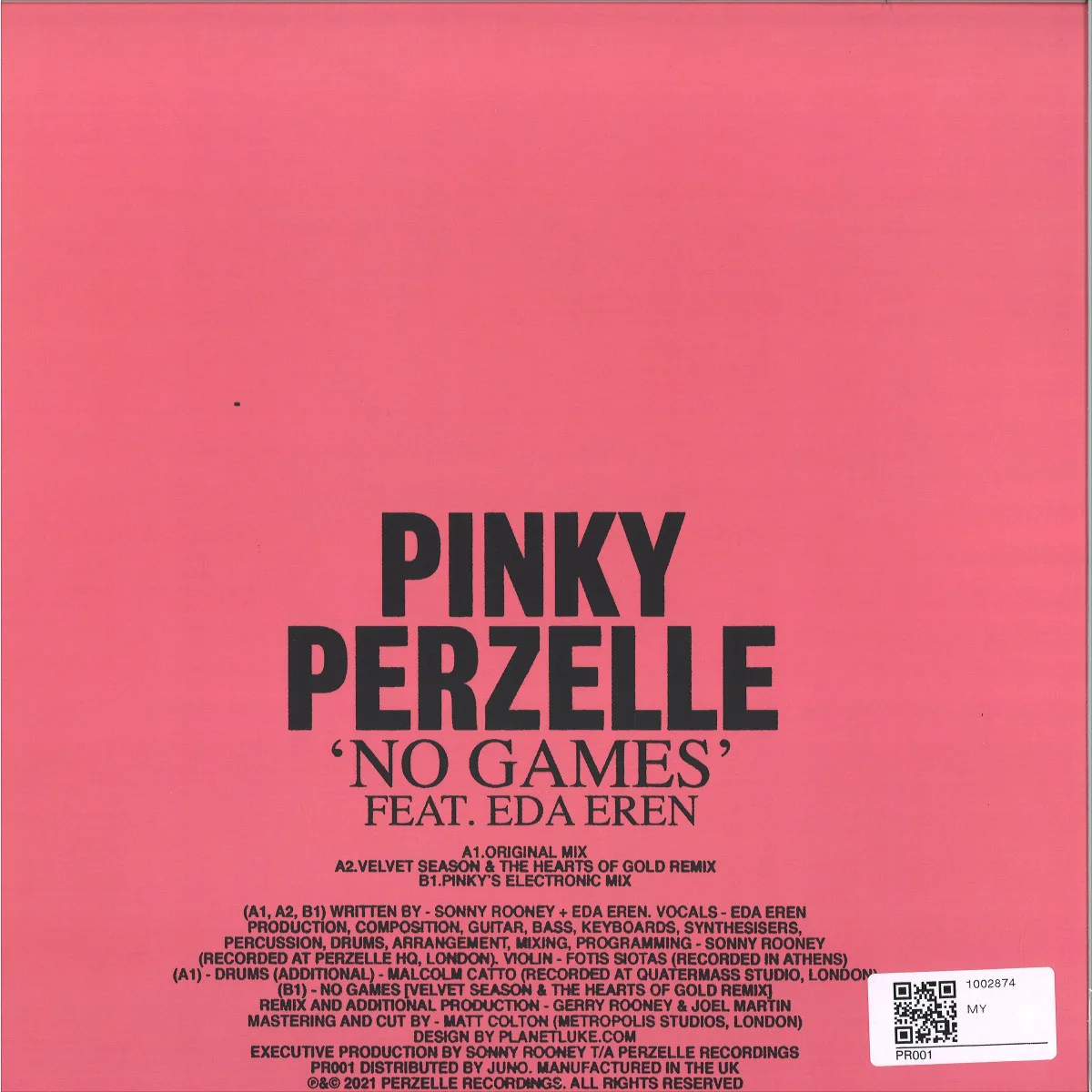 Back cover — Pinky Perzellefeat.Eda Eren — No Games