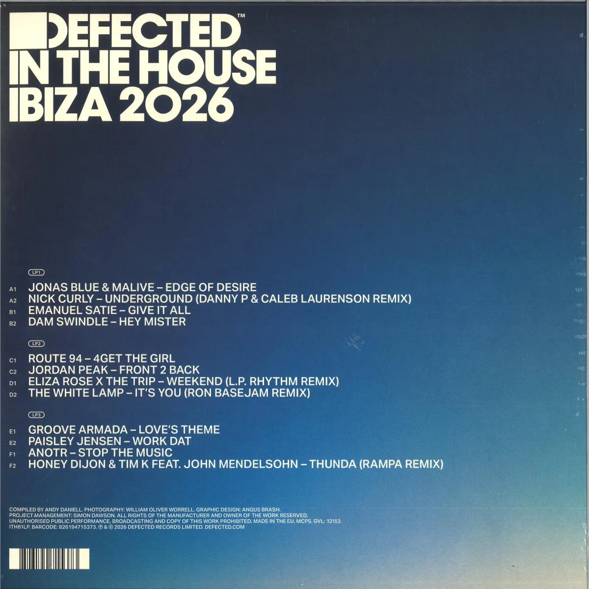 Обратная сторона обложки — Various — Defected In The House Ibiza 2026 LP 3x12"