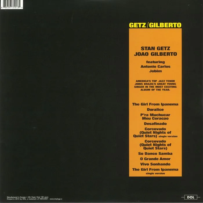 Back cover — Stan GETZ / JOAO GILBERTO feat ANTONIO CARLOS JOBIM — Getz / Gilberto (reissue)