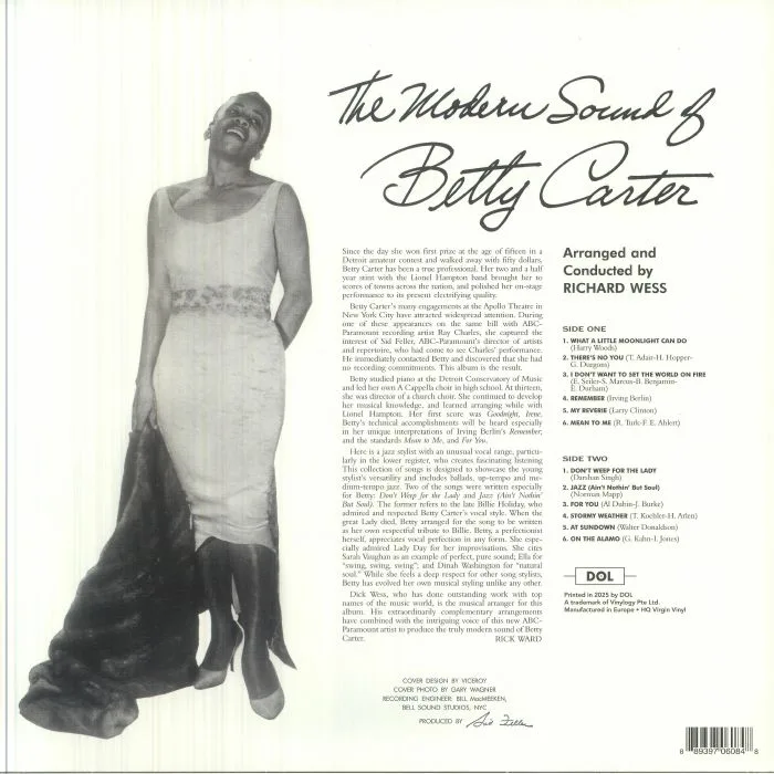 Обратная сторона обложки — Betty CARTER — The Modern Sound Of Betty Carter (reissue)