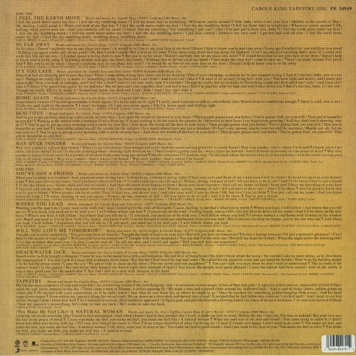 Back cover — Carole KING — Tapestry (50th Anniversary Edition)