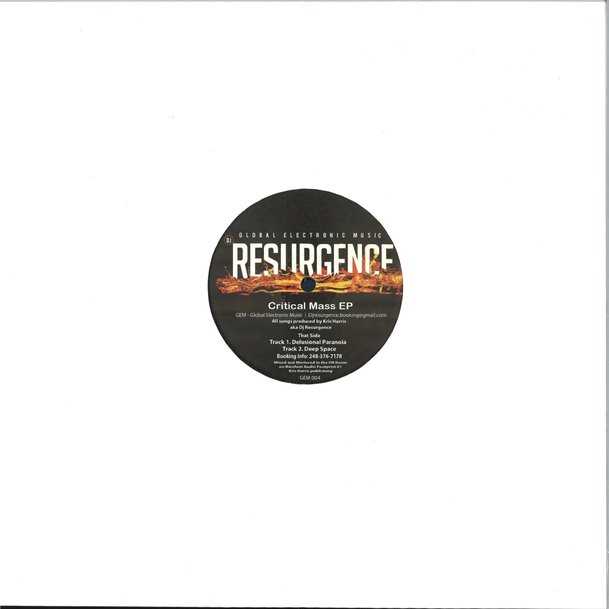Back cover — Dj Resurgence — Critical Mass EP