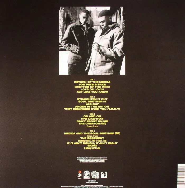 Обратная сторона обложки — Pete ROCK / CL SMOOTH — Mecca & The Soul Brother (B-STOCK)