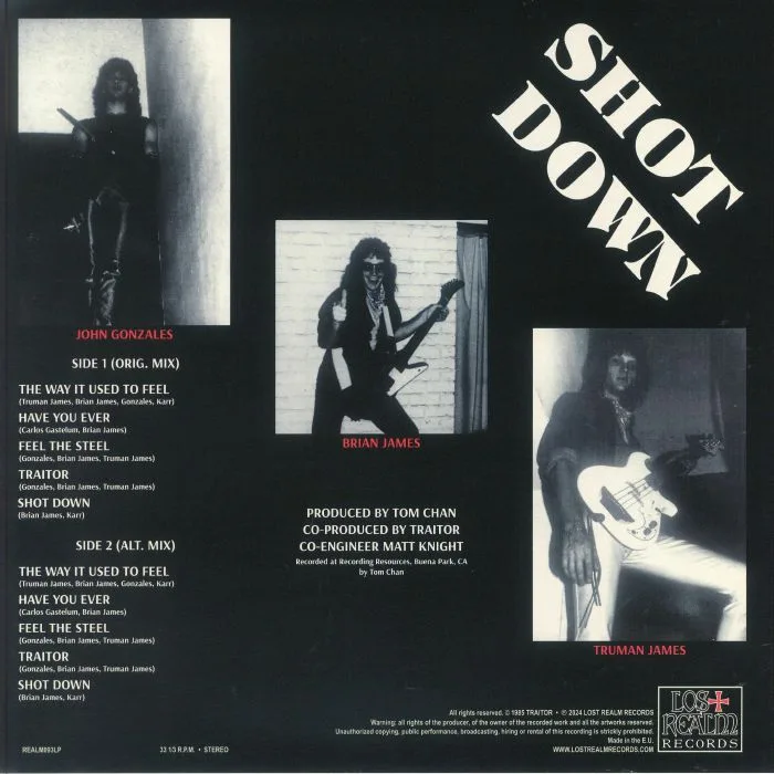 Back cover — TRAITOR — Shot Down