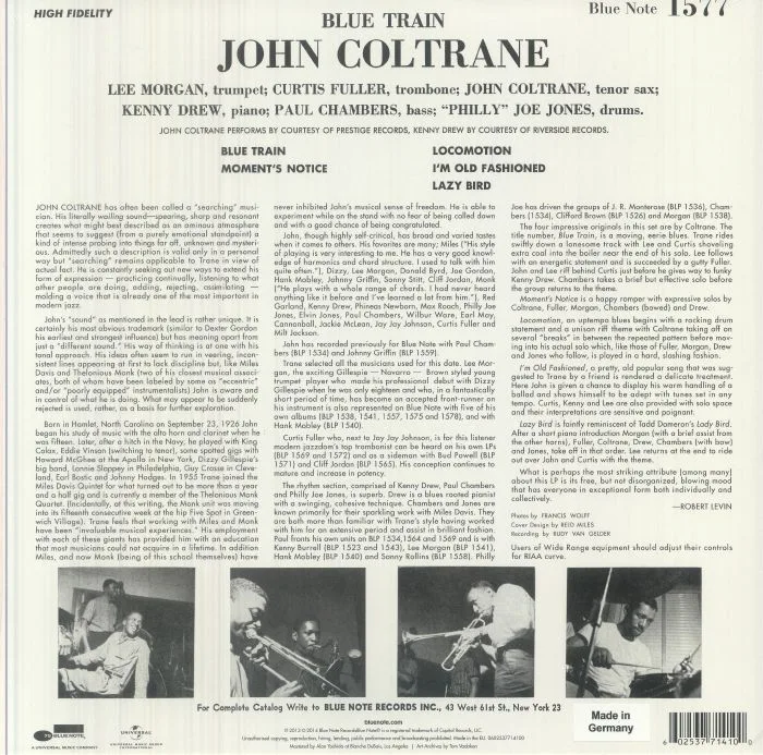 Back cover — John COLTRANE — Blue Train