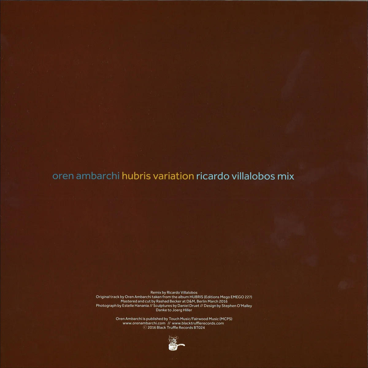 Back cover — Ricardo Villalobos&Oren Ambarchi — Hubris Variation