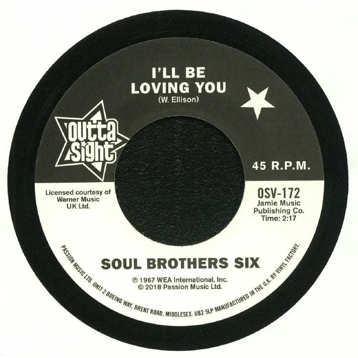 Лицевая сторона обложки — SOUL BROTHERS SIX / WILLIE TEE — I'll Be Loving You