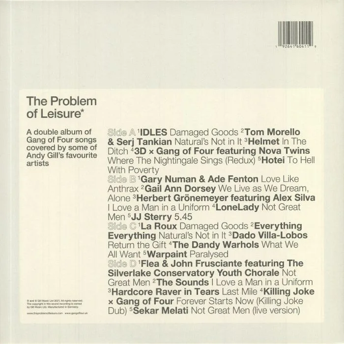 Back cover — VARIOUS — The Problem Of Leisure: A Celebration Of Andy Gill & Gang Of Four