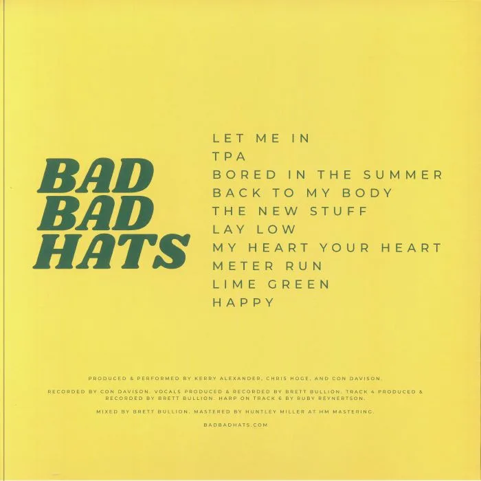 Обратная сторона обложки — BAD BAD HATS — Bad Bad Hats