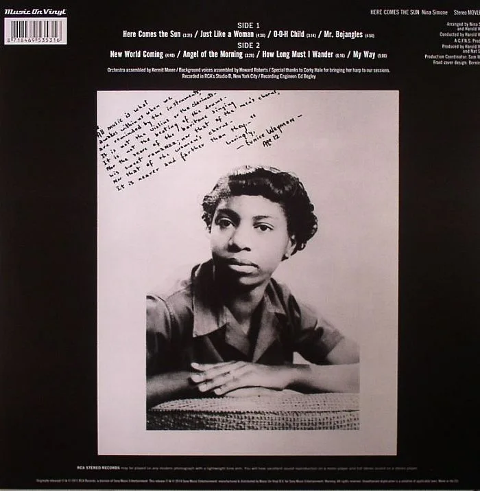 Обратная сторона обложки — Nina SIMONE — Here Comes The Sun (remastered)