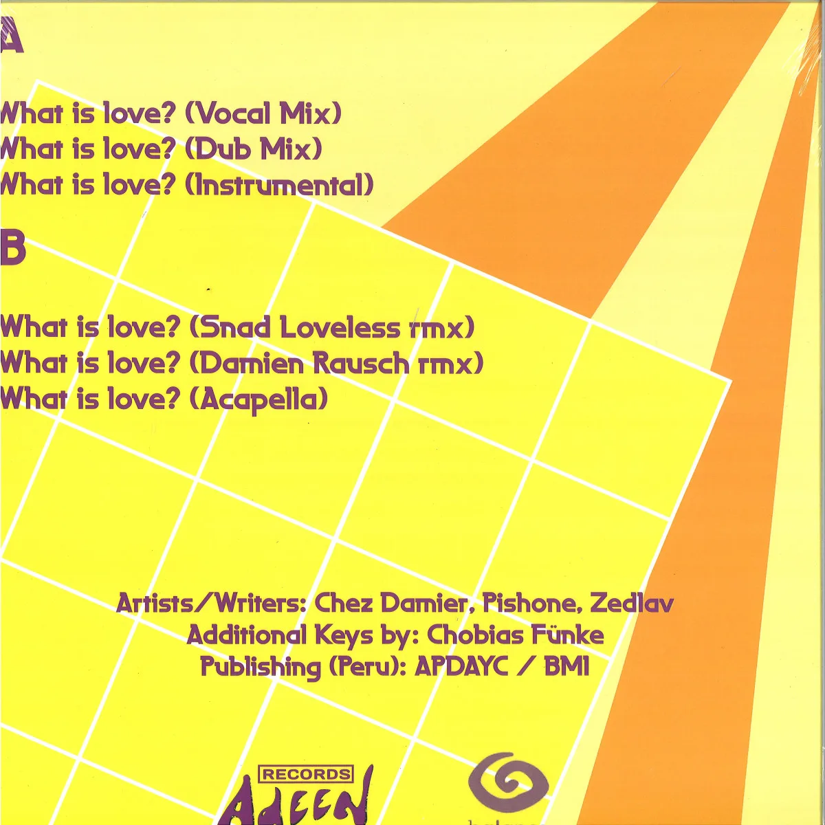 Back cover — Surco's Groove/Chez Damier — Chez Damier presents The Lima Project - What Is Love? EP