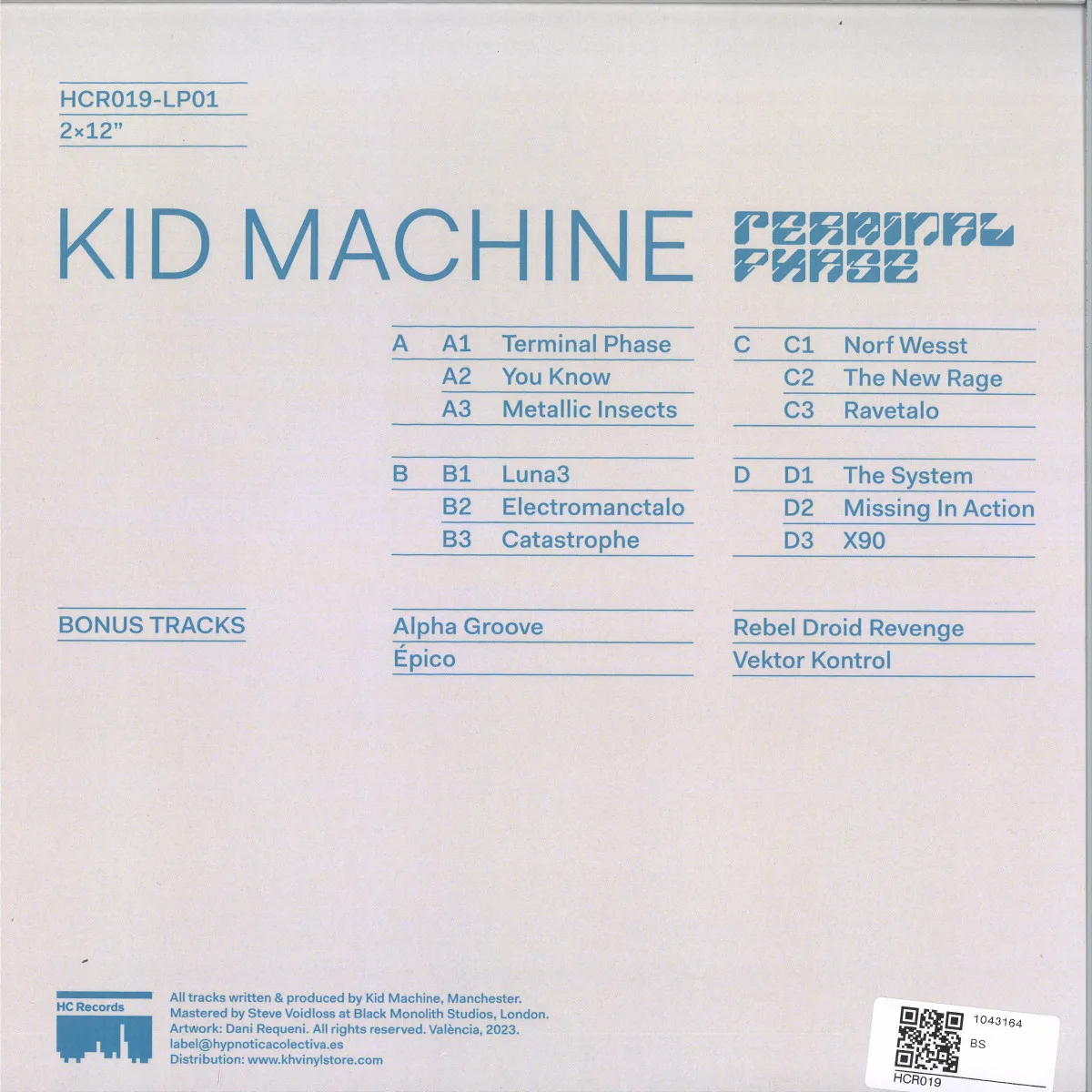 Обратная сторона обложки — Kid Machine — Terminal Phase LP 2x12"