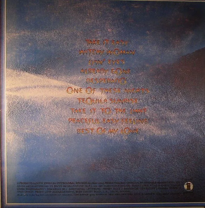 Back cover — The EAGLES — Their Greatest Hits 1971-1975