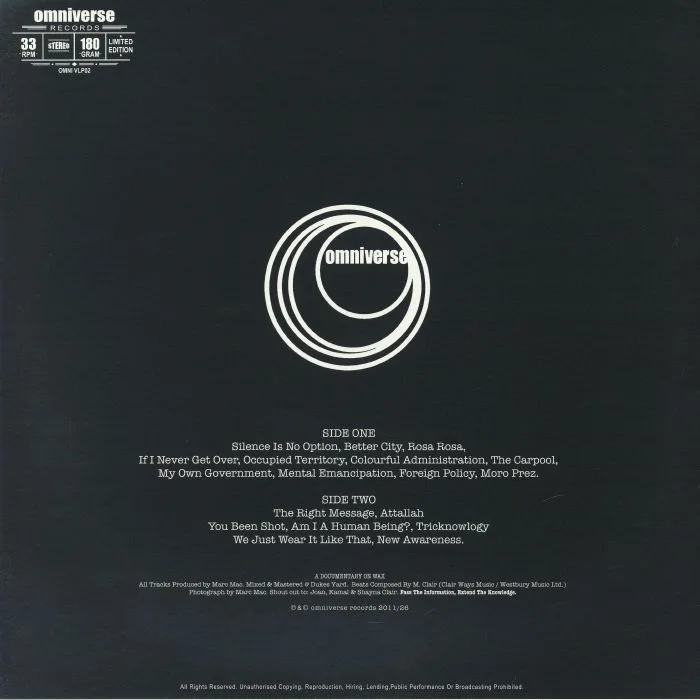 Обратная сторона обложки — MARC MAC — Extend The Knowledge (reissue)