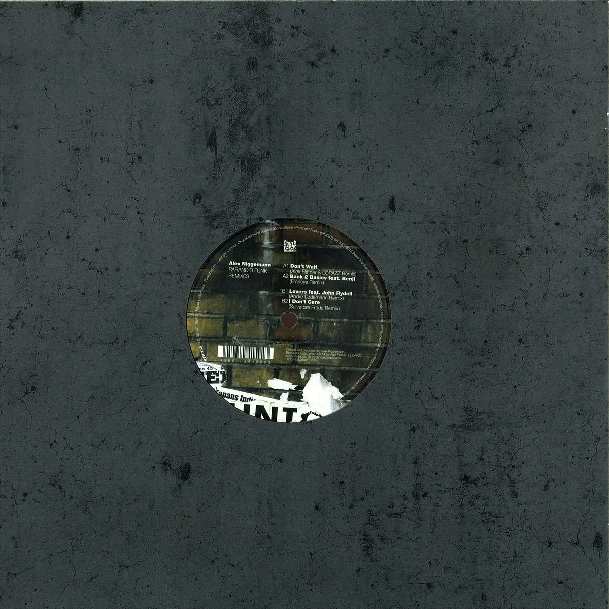 Back cover — Alex Niggemann — Paranoid Funk Remixes
