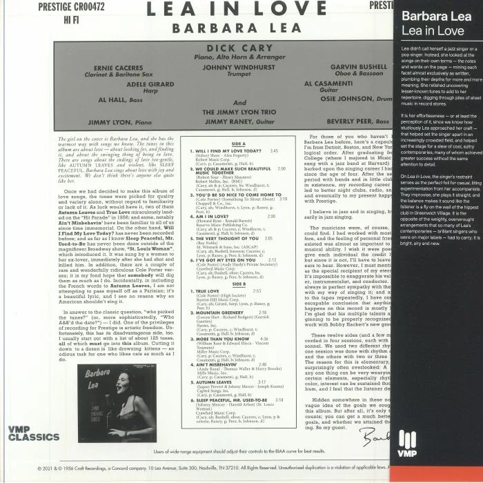 Обратная сторона обложки — Barbara LEA — Lea In Love (reissue)