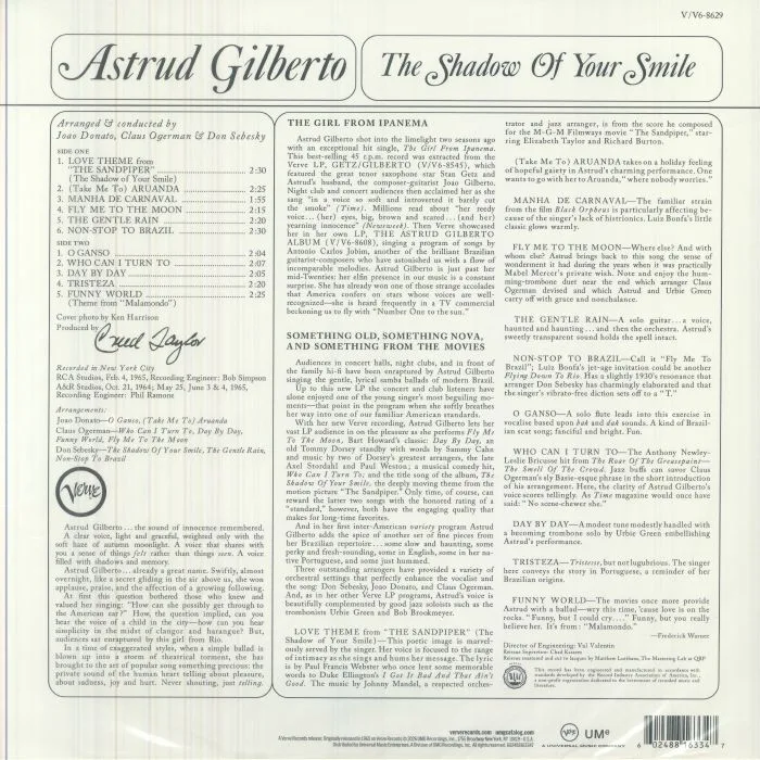 Back cover — Astrud GILBERTO — The Shadow Of Your Smile (Verve Acoustic Sounds Series)
