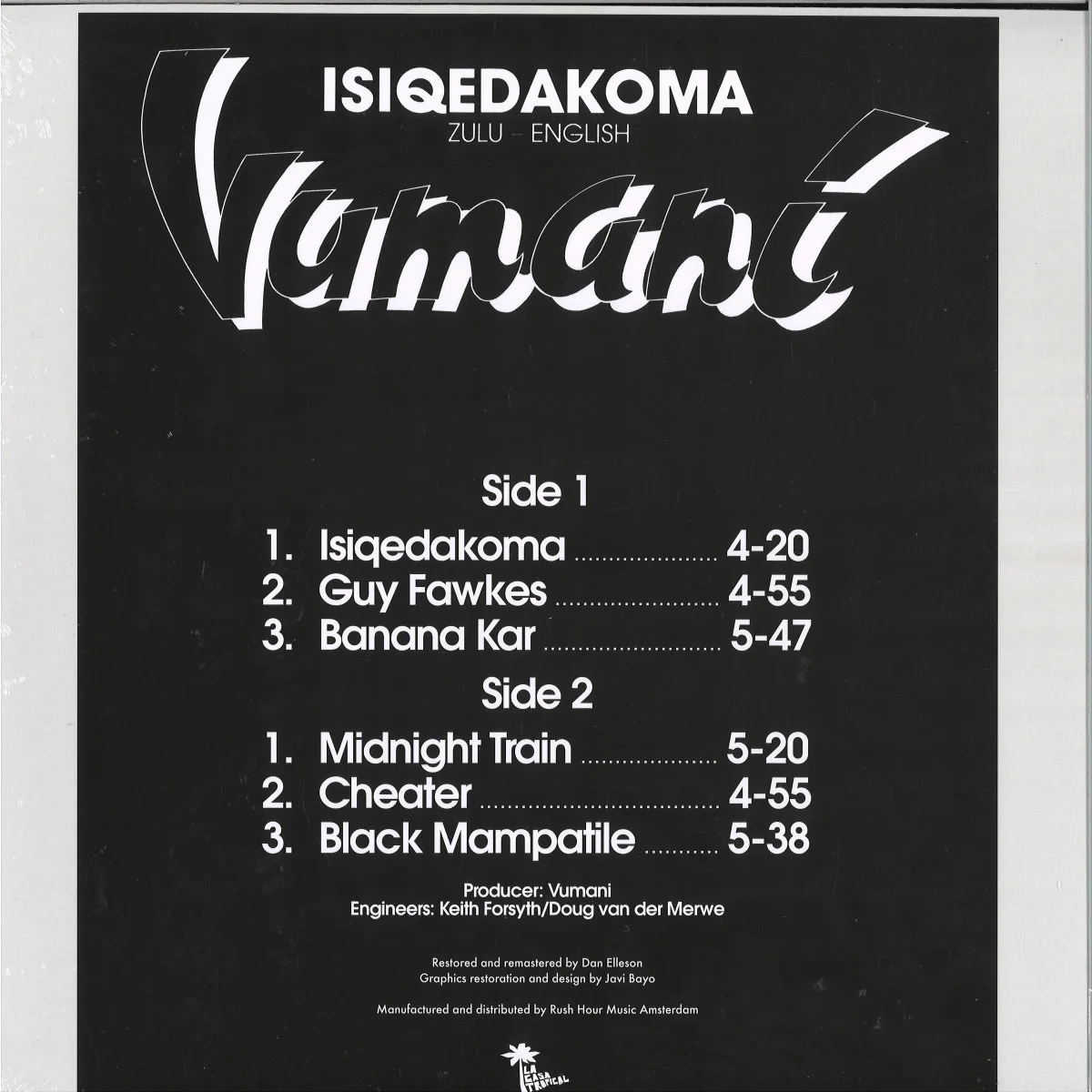 Back cover — Vumani — ISIQEDAKOMA EP