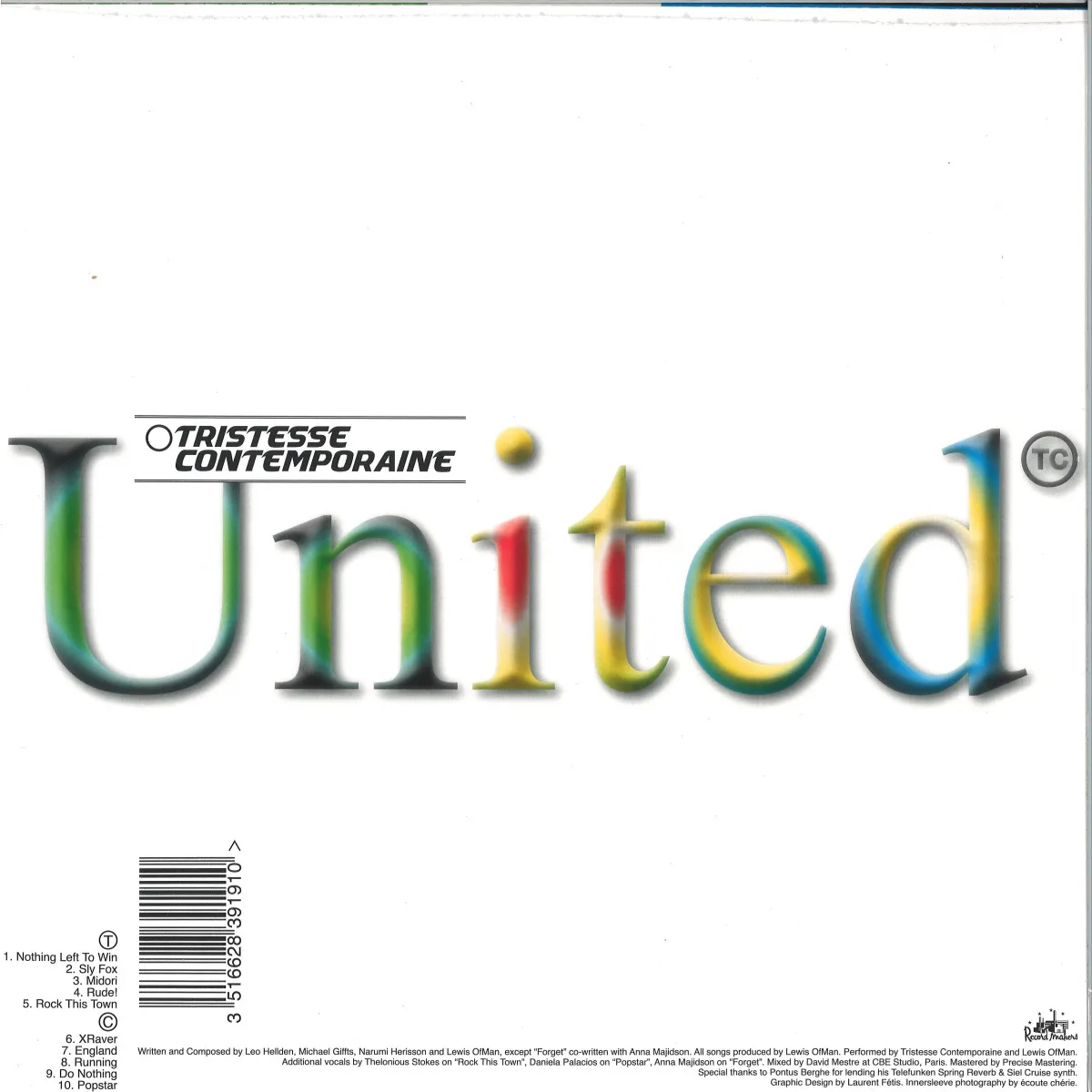 Обратная сторона обложки — Tristesse Contemporaine — UNITED LP