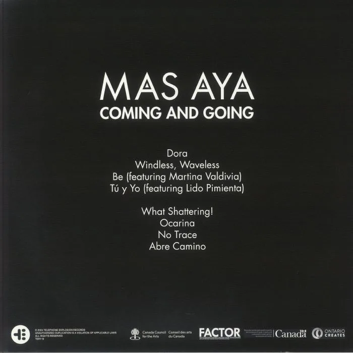 Обратная сторона обложки — MAS AYA — Coming & Going