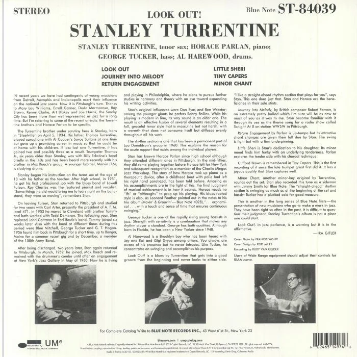 Back cover — Stanley TURRENTINE — Look Out (Classic Vinyl Series)