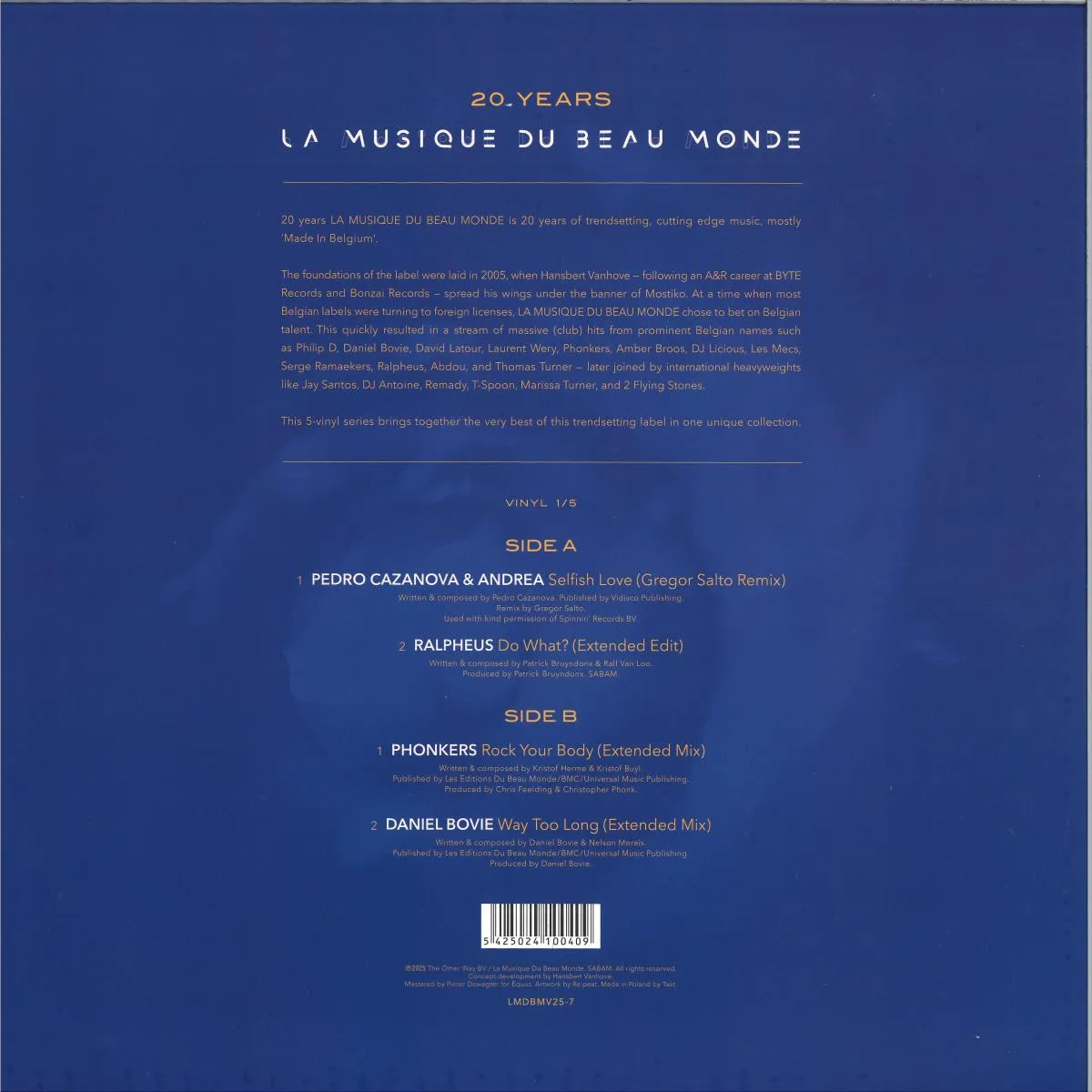 Back cover — Various — 20 YEARS LA MUSIQUE DU BEAU MONDE 1/5