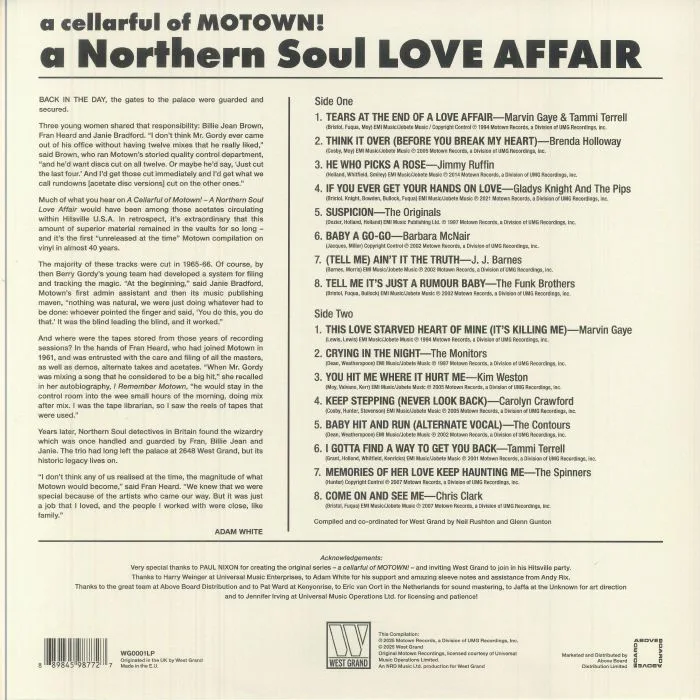 Обратная сторона обложки — VARIOUS — A Cellarful Of Motown! A Northern Soul Love Affair