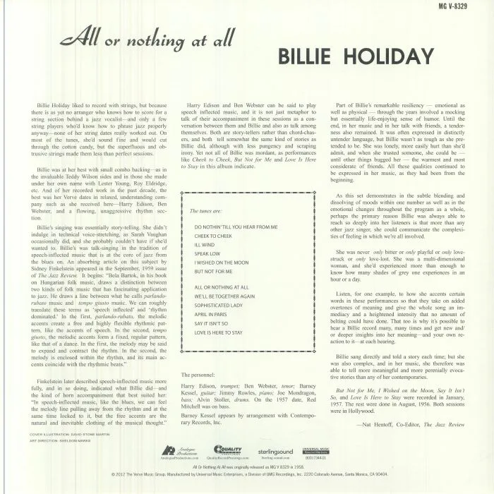 Обратная сторона обложки — Billie HOLIDAY — All Or Nothing At All (reissue)
