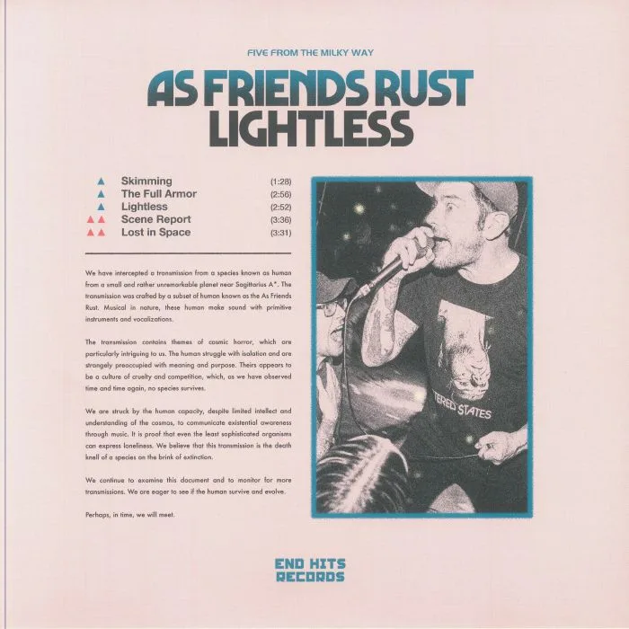 Back cover — AS FRIENDS RUST — Lightless