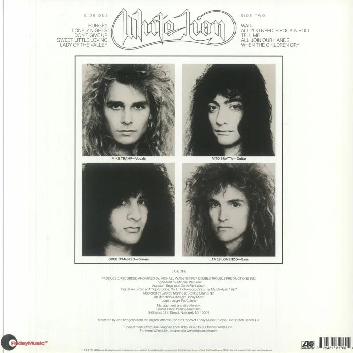 Back cover — WHITE LION — Pride (reissue)