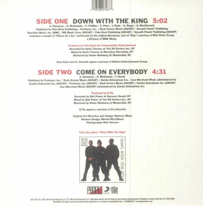 Обратная сторона обложки — RUN DMC — Down With The King