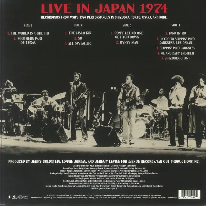 Обратная сторона обложки — WAR — Live In Japan 1974