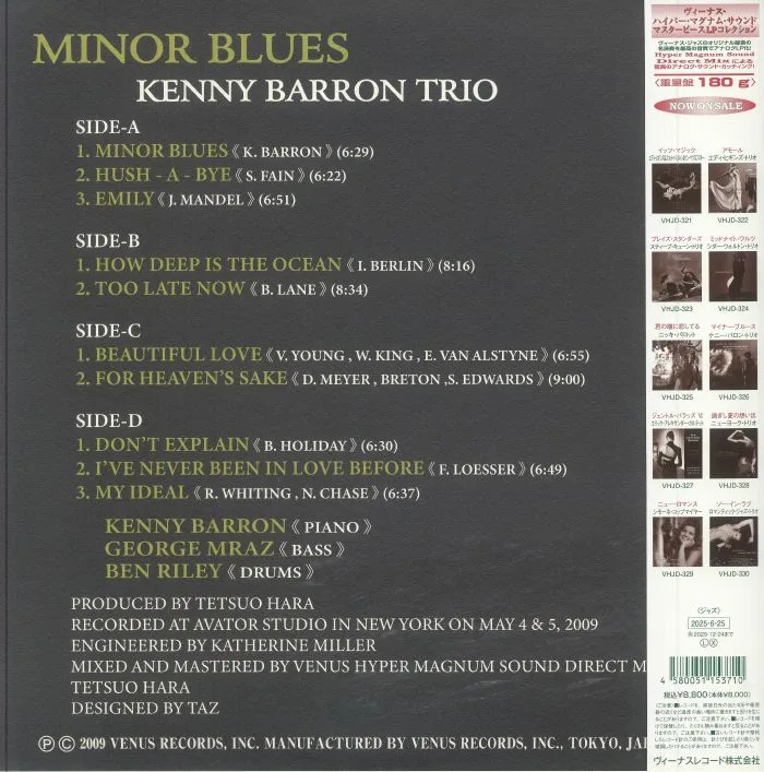 Back cover — KENNY BARRON TRIO — Minor Blues (reissue)