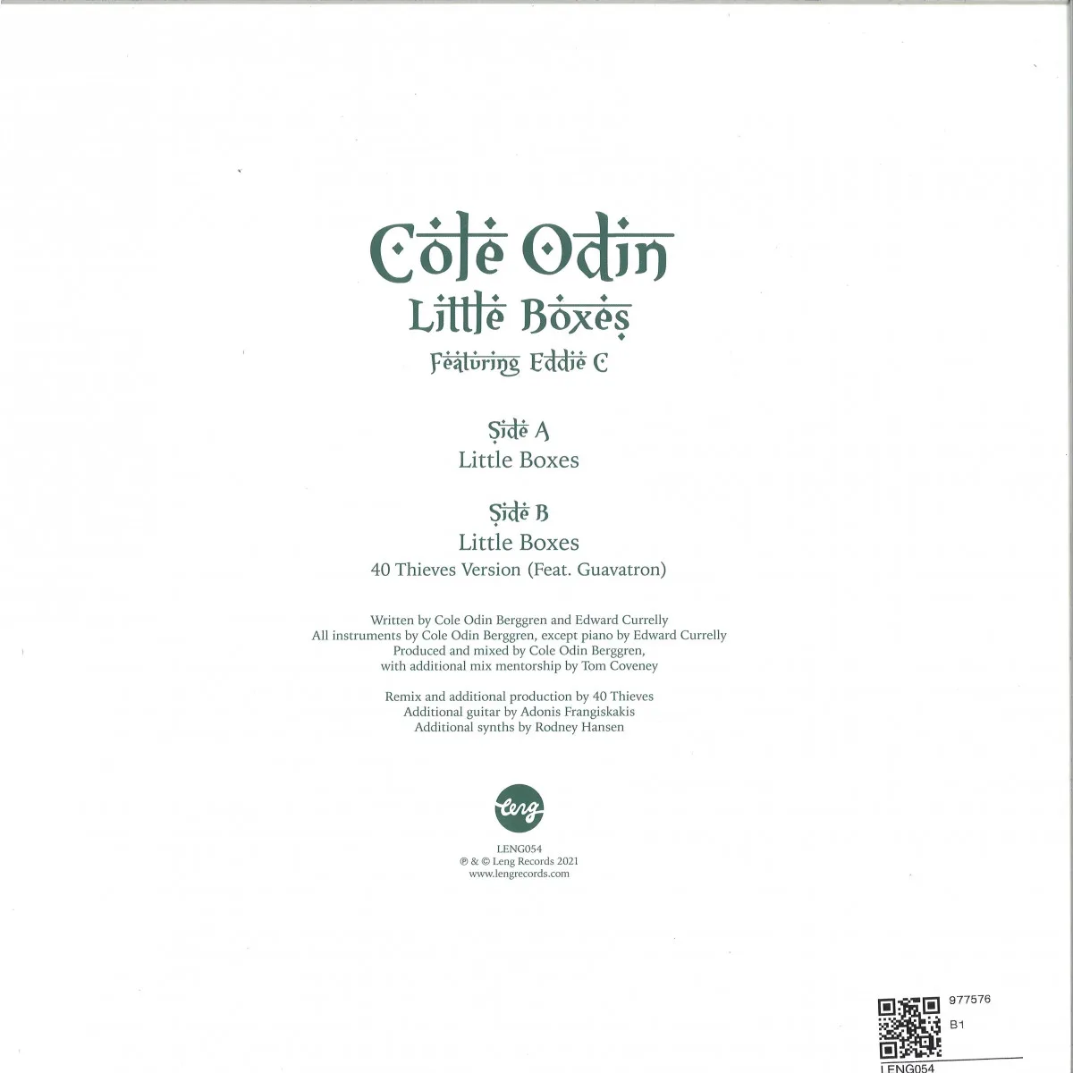 Обратная сторона обложки — Cole Odin Fest Eddie C — Little Boxes