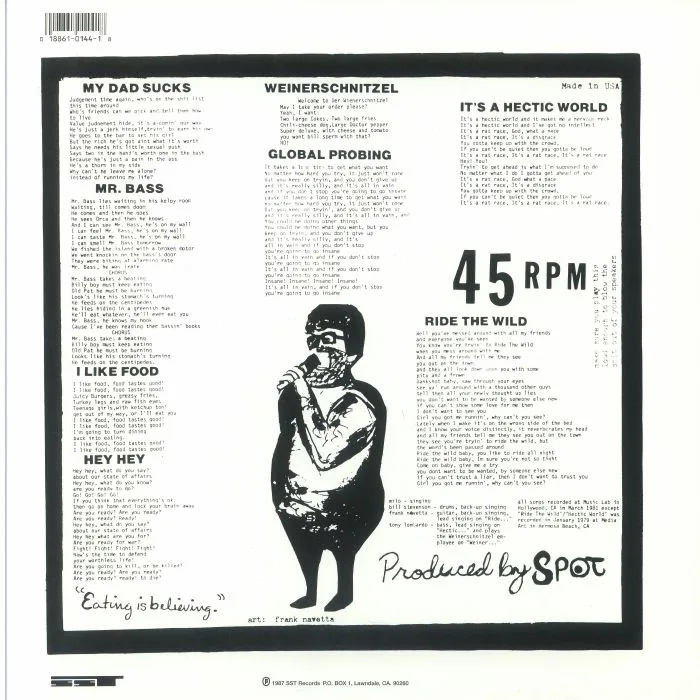 Обратная сторона обложки — DESCENDENTS — Bonus Fat (reissue)