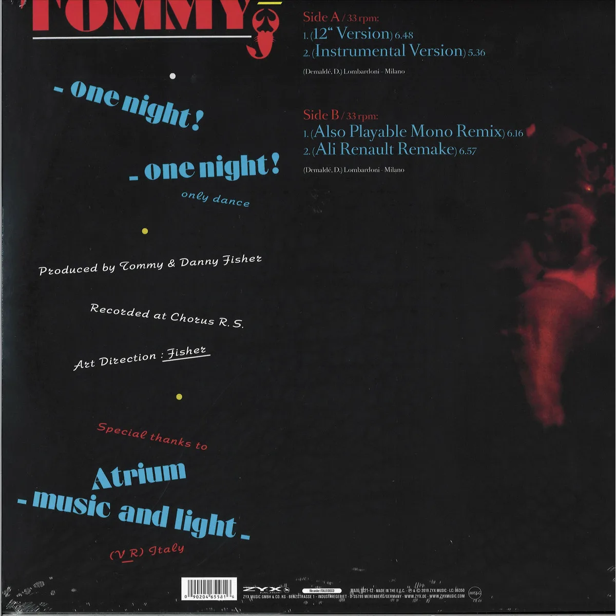 Back cover — Tommy — One Night