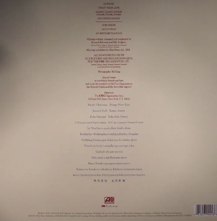 Back cover — CHIC — Les Plus Grands Succes De Chic: Chic's Greatest Hits