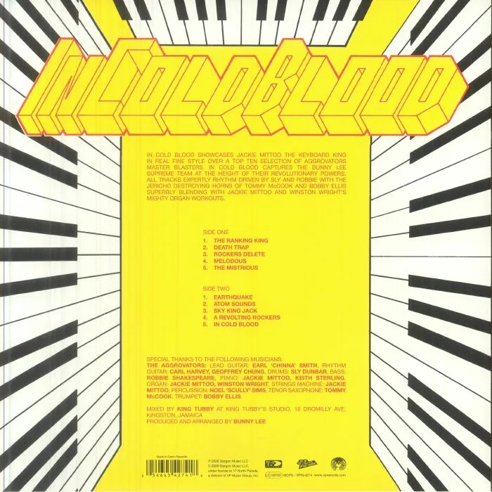 Back cover — Jackie MITTOO — In Cold Blood (reissue) (Record Store Day RSD 2026)