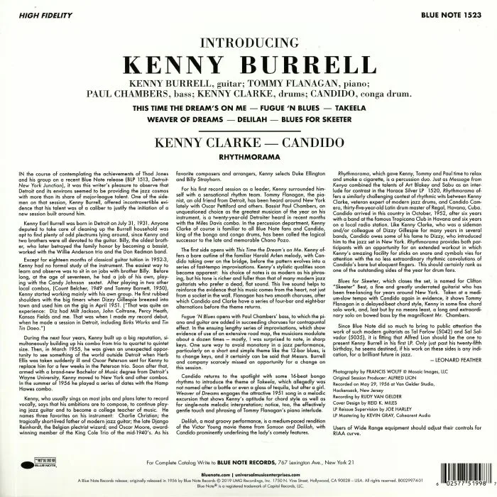 Back cover — Kenny BURRELL — Introducing Kenny Burrell (Tone Poet Series)