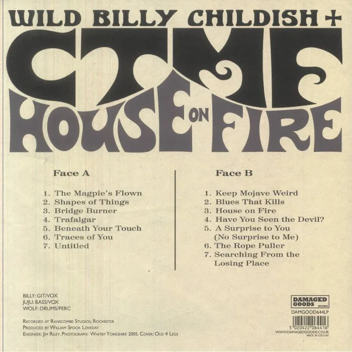 Обратная сторона обложки — WILD BILLY CHILDISH / CTMF — House On Fire