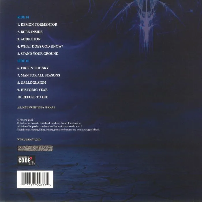 Back cover — ABSOLVA — Fire In The Sky