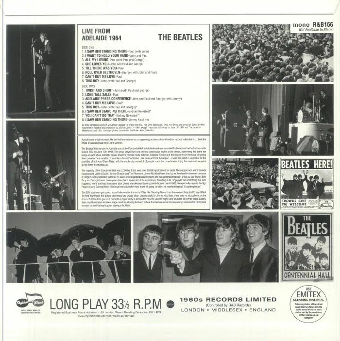 Обратная сторона обложки — The BEATLES — Live From Adelaide 1964 (mono)